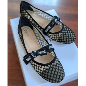 Authentic Christian Dior Miss J'Adior Mesh Fishnet Ballet Flats